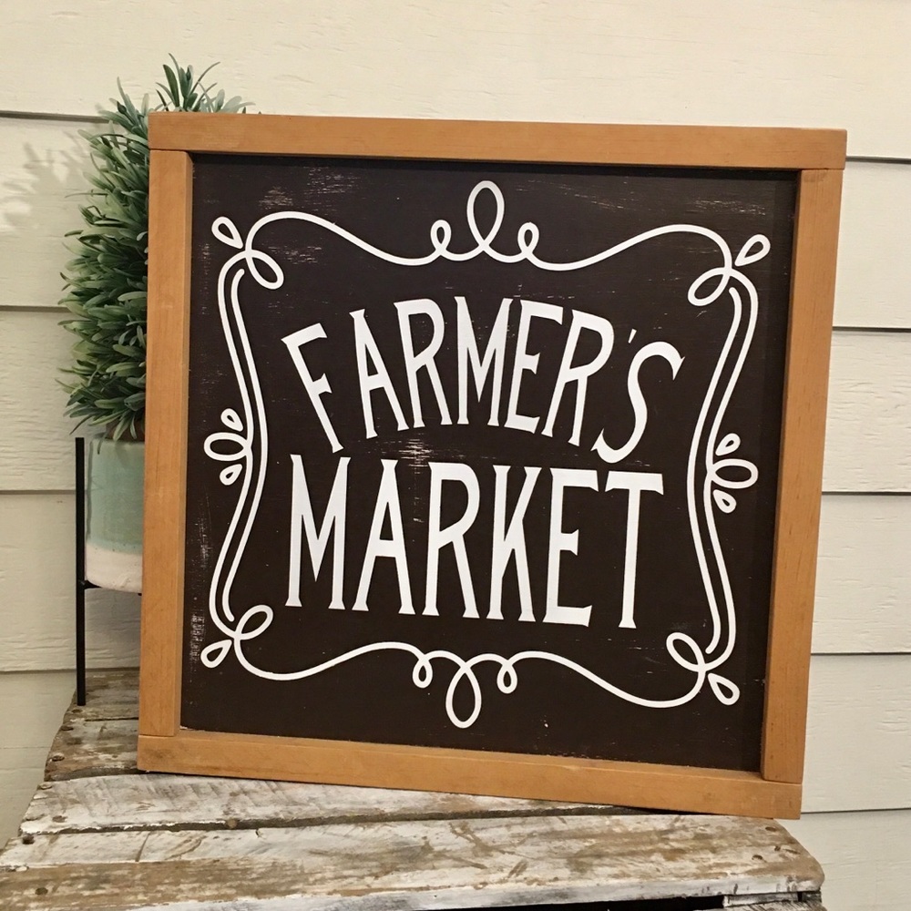 Handcrafted Painted Wood Sign “Farmer’s Market”